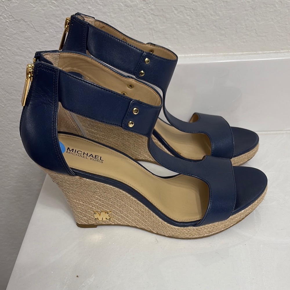 Michael Kors Navy Wedge Sandals